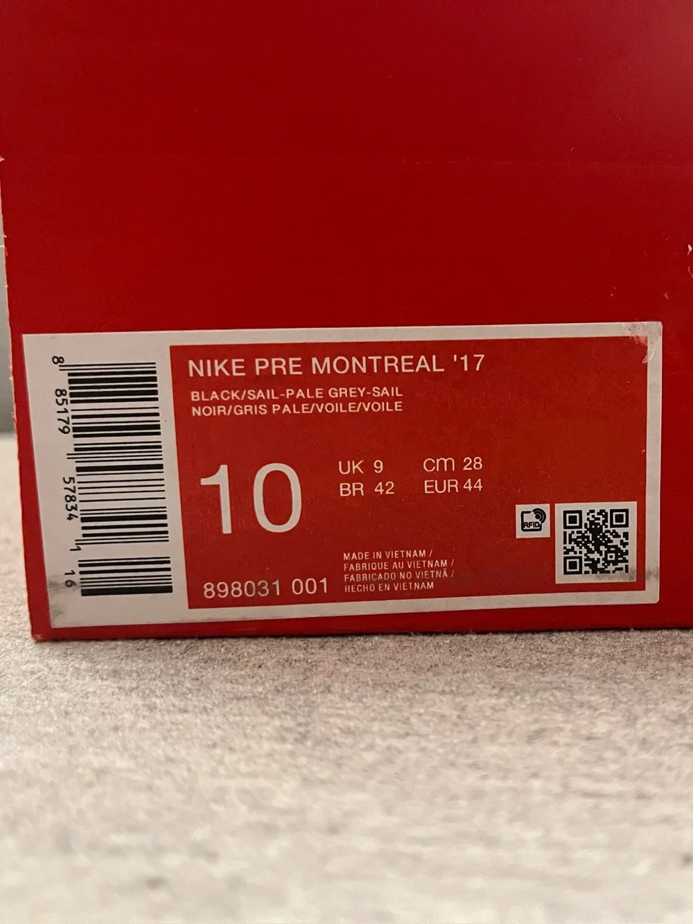 Nike Pre Montreal '17 Black Sail Pale Grey Men's Shoes Size 10 898031-001